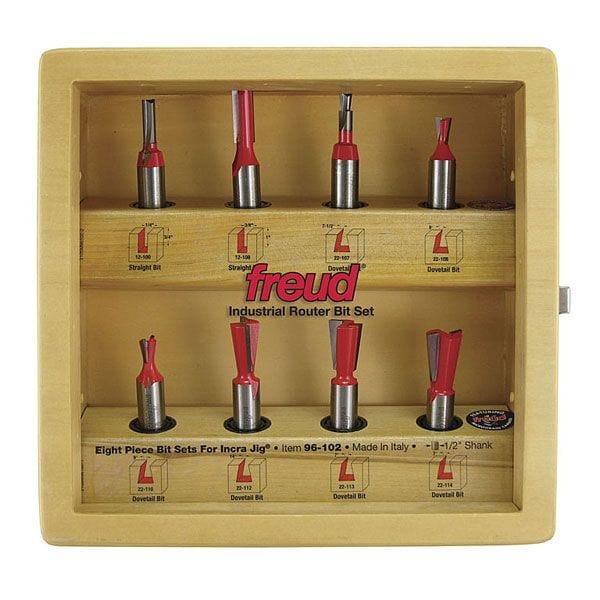 96-100 Eight Piece Incra Jig Router Router Bit Set 1/4" Shank